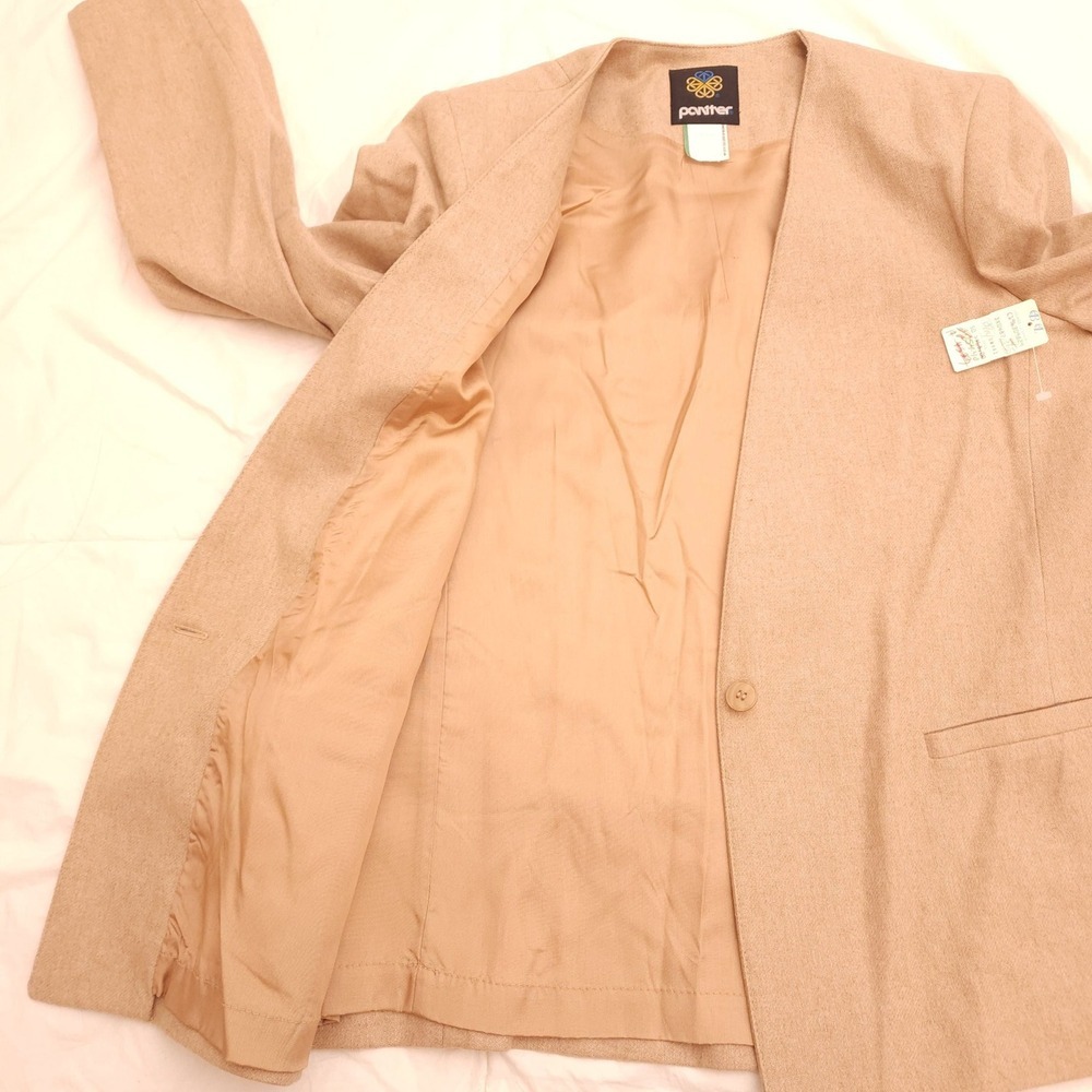 NWT Vintage Panther Camel Wool Blazer Jacket Women 13/14 Tan Deadstock Old Money - Picture 6 of 10